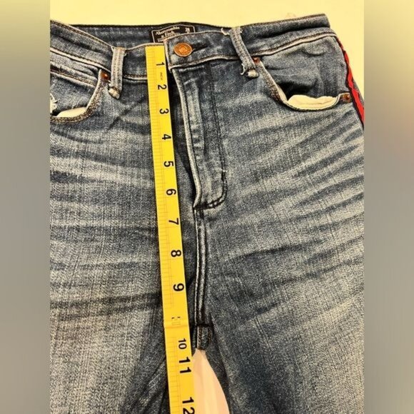 Abercrombie & Fitch A&F Simone High Rise Ankle Tuxedo Red Stripe Jeans Size 6 - Picture 11 of 13